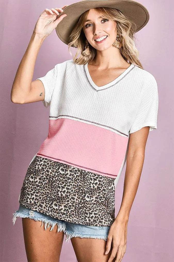 BiBi Colr Block Waffle Knit Top - Shop Style & More | Fresh Looks, Everyday Deals & Free Shipping