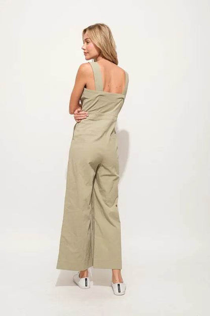 And The Why Square Neck Button Down Cropped Wide Leg Jumpsuit - Shop Style & More | Fresh Looks, Everyday Deals & Free Shipping