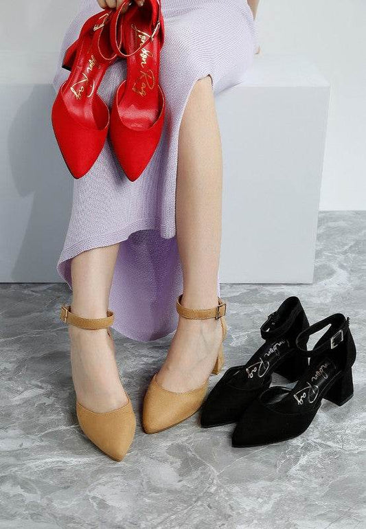 Rozita Microfiber Block Heel Sandals - Shop Style & More | Fresh Looks, Everyday Deals & Free Shipping