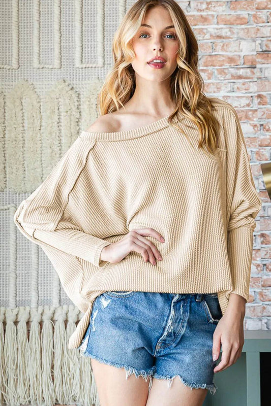 Reborn J Exposed Seam Lantern Sleeve Top - Shop Style & More | Fresh Looks, Everyday Deals & Free Shipping