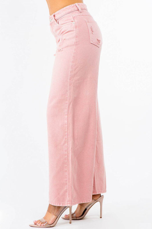 American Bazi High Waist Distressed Wide Leg Jeans - Shop Style & More | Fresh Looks, Everyday Deals & Free Shipping
