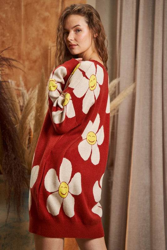 HAPPY FACE PRINT KNIT SWETAER - Shop Style & More | Fresh Looks, Everyday Deals & Free Shipping