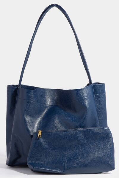 Fame Faux Leather Tote Bag Navy One Size Bags