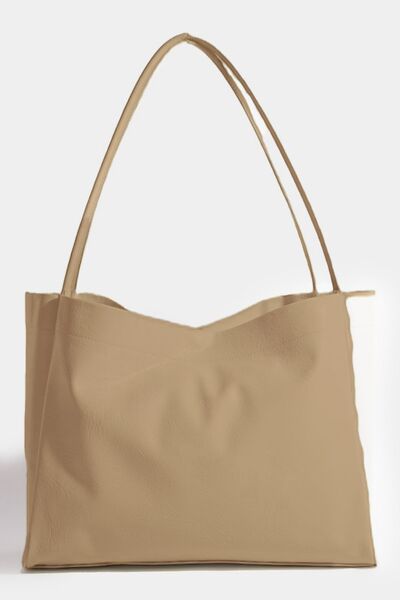 Fame Faux Leather Tote Bag Coffee Brown One Size Bags