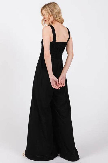 SAGE+FIG Smocked Flowy Wide Leg Jumpsuit - Shop Style & More | Fresh Looks, Everyday Deals & Free Shipping
