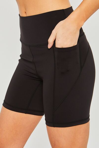 Love Tree High Waist Seam Detail Active Shorts Black Sport Shorts