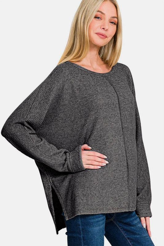Zenana High-Low Side Slit Round Neck T-Shirt - Shop Style & More | Fresh Looks, Everyday Deals & Free Shipping
