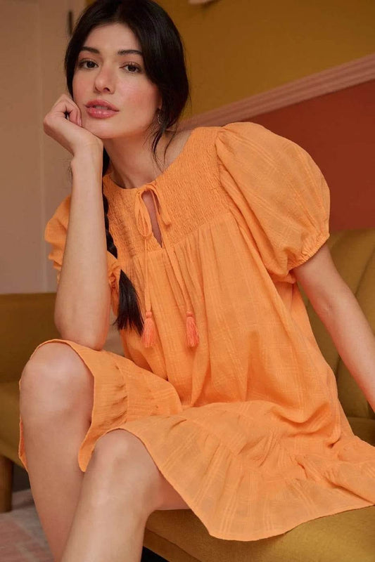 Mittoshop Tassel Tie Plaid Gauze Short Sleeve Mini Dress - Shop Style & More | Fresh Looks, Everyday Deals & Free Shipping