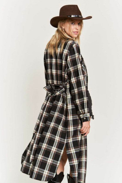 PLAID PRINT COLLAR LONG SHIRT DRESS PLUS - Shop Style & More | Fresh Looks, Everyday Deals & Free Shipping