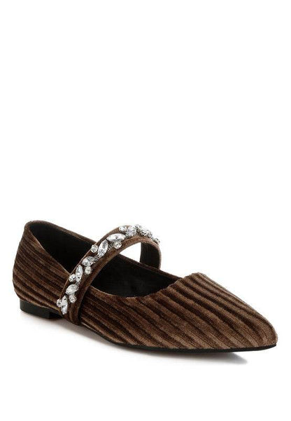 Dresden Diamante Brooch Velvet Ballerinas - Shop Style & More | Fresh Looks, Everyday Deals & Free Shipping