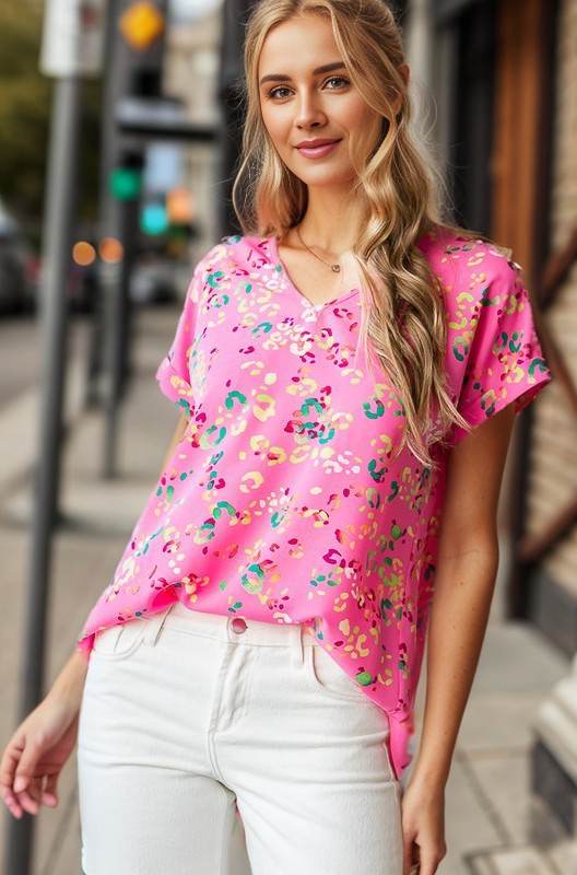 Heimish Full Size Animal print V-Neck Short Sleeve T-Shirt Plus Size - Shop Style & More | Fresh Looks, Everyday Deals & Free Shipping