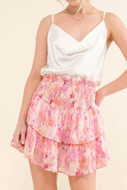 And The Why Printed Lurex Smocked Waist Tiered Skort - Shop Style & More | Fresh Looks, Everyday Deals & Free Shipping