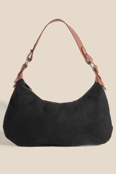 Fame Middle Stitch Zipper Handbag Black One Size Bags