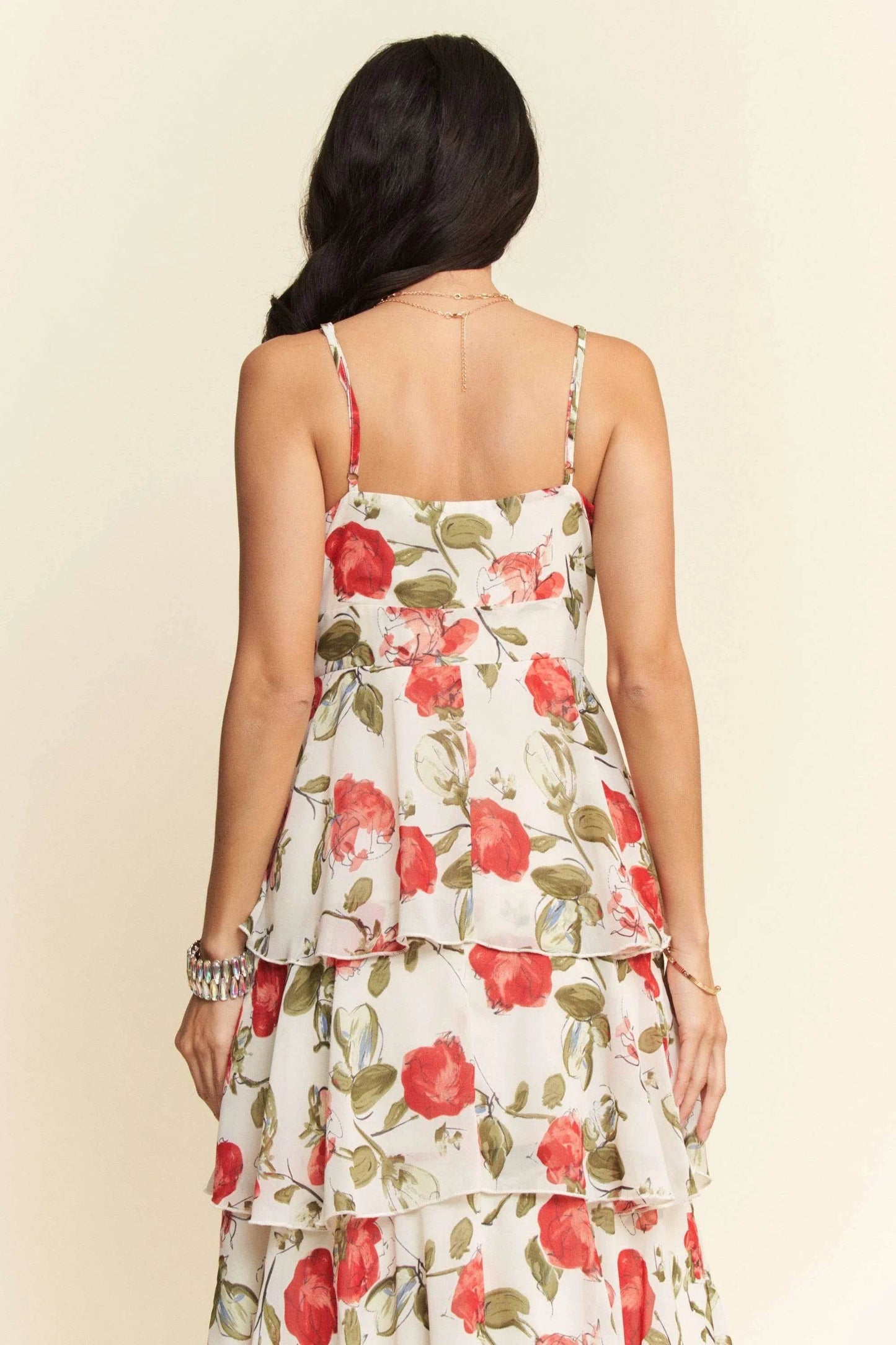 Davi & Dani Contrast Ring Lace Layered Ruffle Maxi Cami Dress - Shop Style & More | Fresh Looks, Everyday Deals & Free Shipping