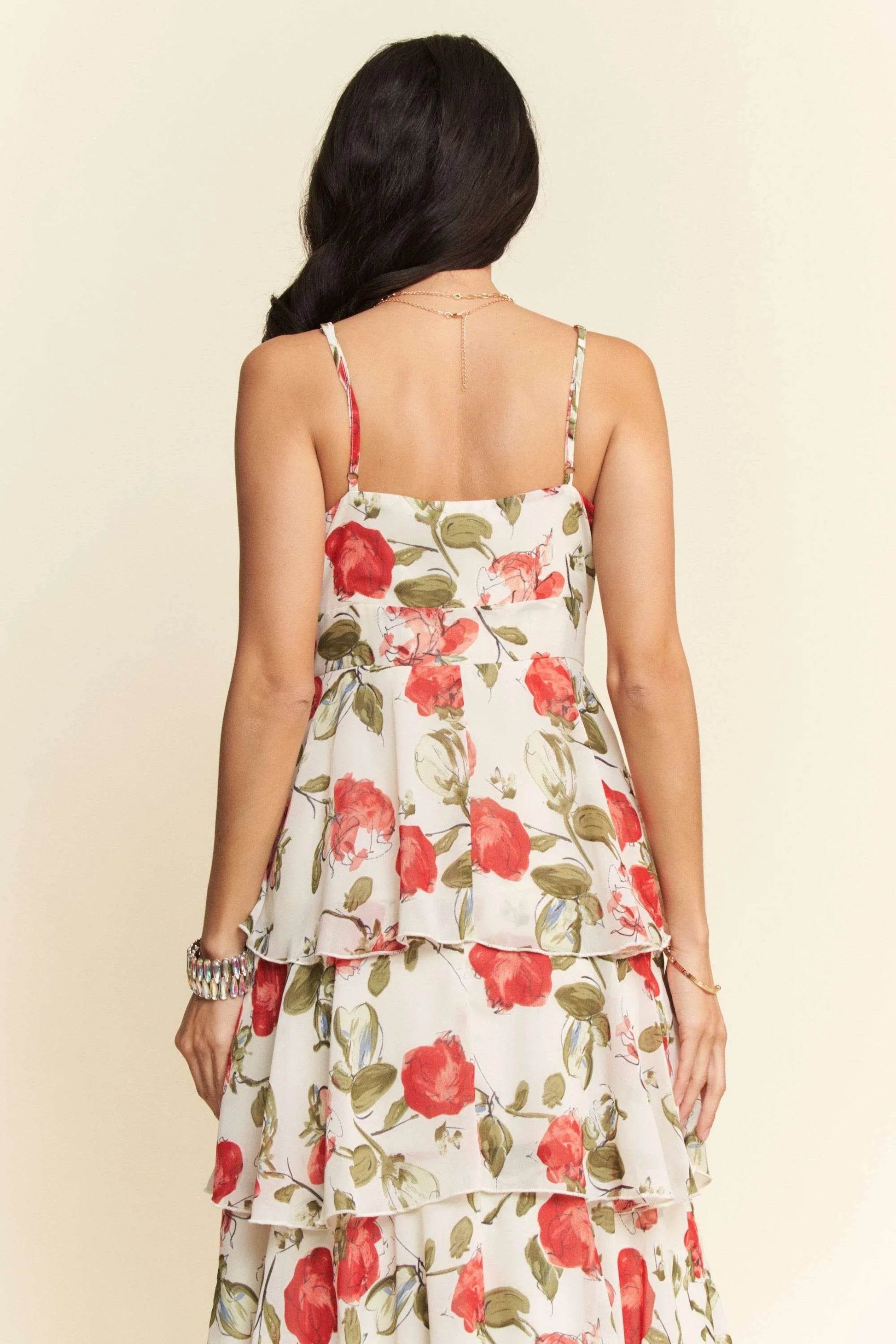 Davi & Dani Contrast Ring Lace Layered Ruffle Maxi Cami Dress - Shop Style & More | Fresh Looks, Everyday Deals & Free Shipping