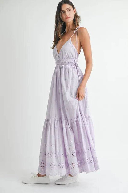 MABLE Eyelet Lace Maxi Dress With Side Strap Details - Shop Style & More | Fresh Looks, Everyday Deals & Free Shipping