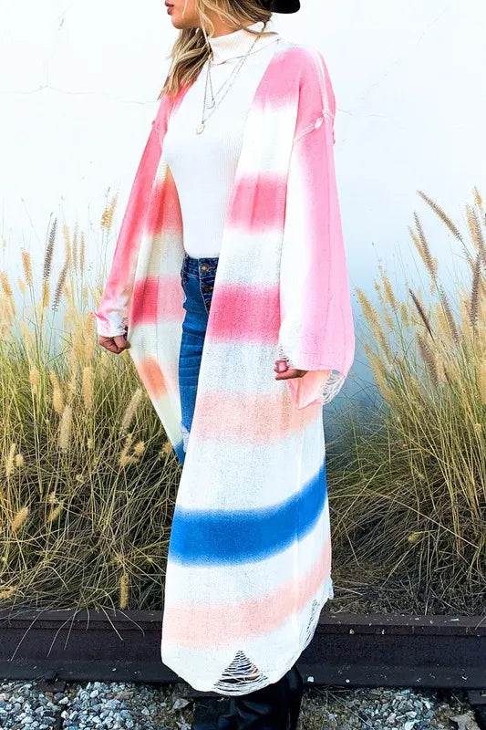 And The Why Multi Gradation Dye Maxi Cardigan Sweater Women's Outerwear