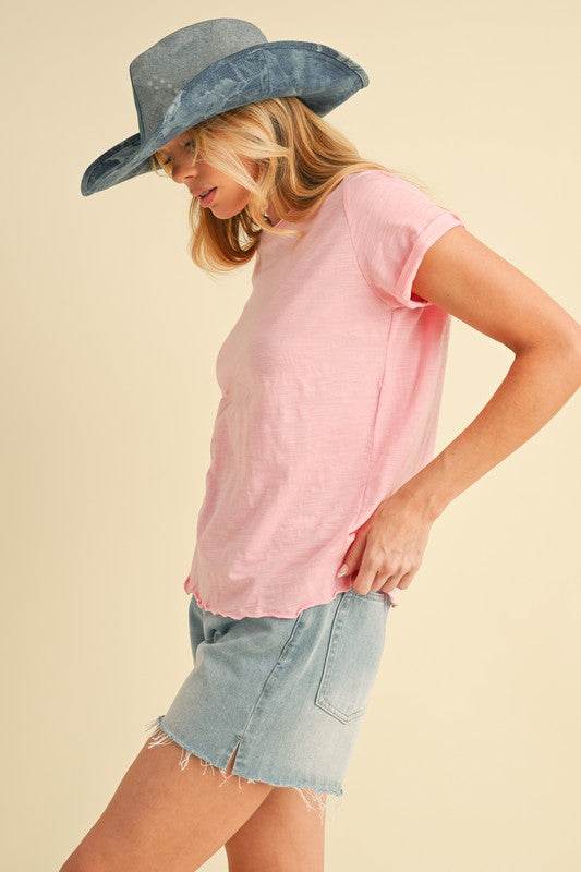 Aemi + Co Lettuce Edge Round Neck Short Sleeve T-Shirt - Shop Style & More | Fresh Looks, Everyday Deals & Free Shipping