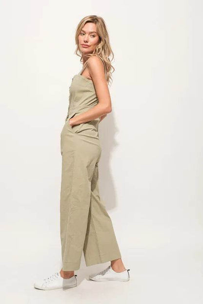 And The Why Square Neck Button Down Cropped Wide Leg Jumpsuit - Shop Style & More | Fresh Looks, Everyday Deals & Free Shipping