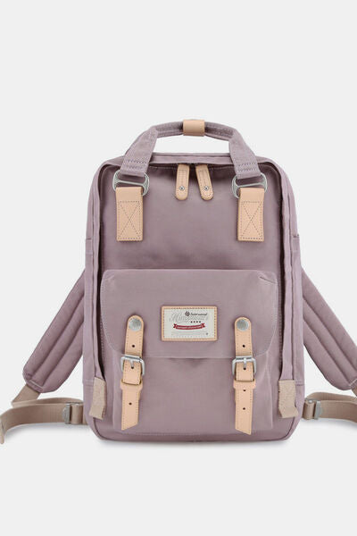 Himawari Contrast Waterproof Nylon Backpack Bag Mauve One Size Bags