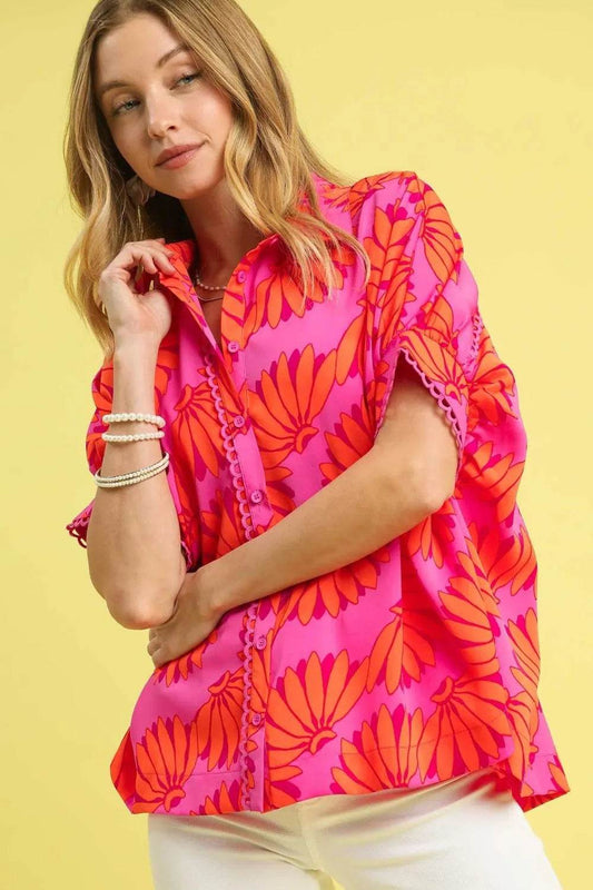 Umgee Printed Button-Up Relaxed Shirt - Shop Style & More | Fresh Looks, Everyday Deals & Free Shipping