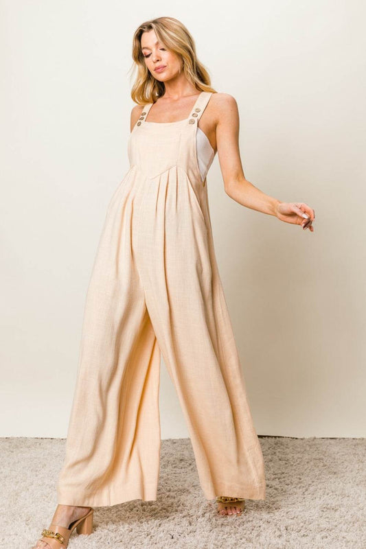 BiBi Texture Sleeveless Wide Leg Jumpsuit - Shop Style & More | Fresh Looks, Everyday Deals & Free Shipping