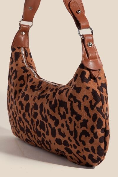 Fame Leopard Middle Stitch Zipper Handbag Bags