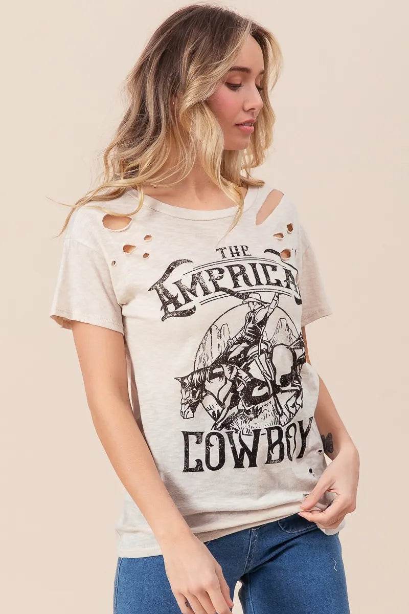 BiBi Cotton Slub Laser Top American Cow Boy Graphic - Shop Style & More | Fresh Looks, Everyday Deals & Free Shipping
