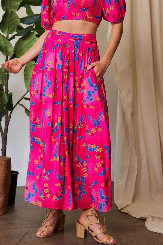 Davi & Dani Printed Smocking Waistband Ruffled Maxi Skirt - Shop Style & More | Fresh Looks, Everyday Deals & Free Shipping