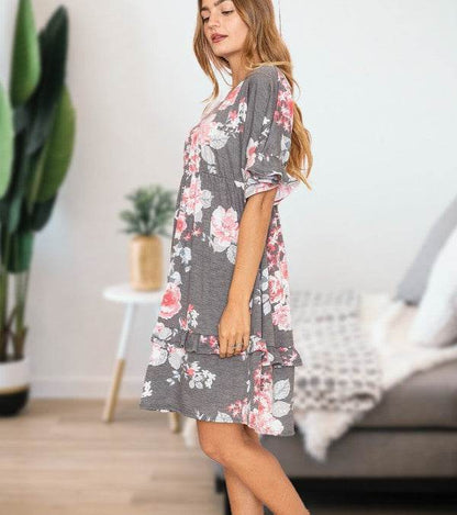 Floral V Neck Ruffle Dress - Shop Style & More | Fresh Looks, Everyday Deals & Free Shipping