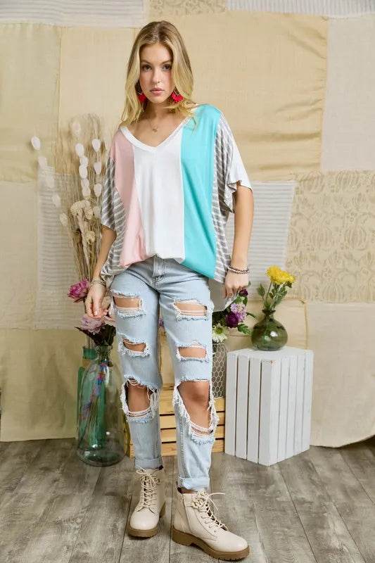 ADORA Colorblock Casual Knit Tunic Top - Shop Style & More | Fresh Looks, Everyday Deals & Free Shipping