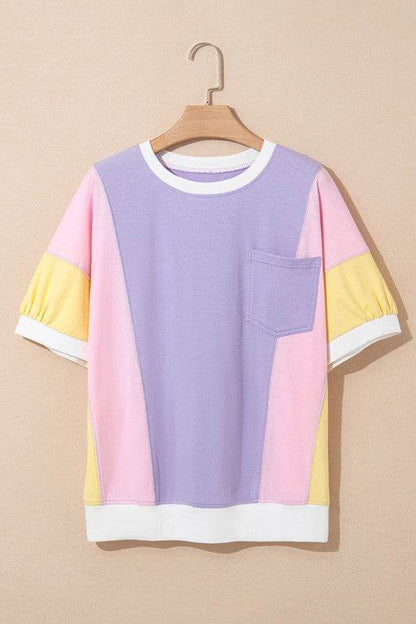 Zoe Patchwork Half Sleeve Oversized Top - Shop Style & More | Fresh Looks, Everyday Deals & Free Shipping