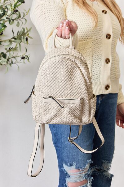 SHOMICO PU Leather Woven Backpack Bags