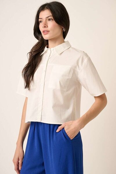 Mittoshop Button Down Short Sleeve Shirt Blouses