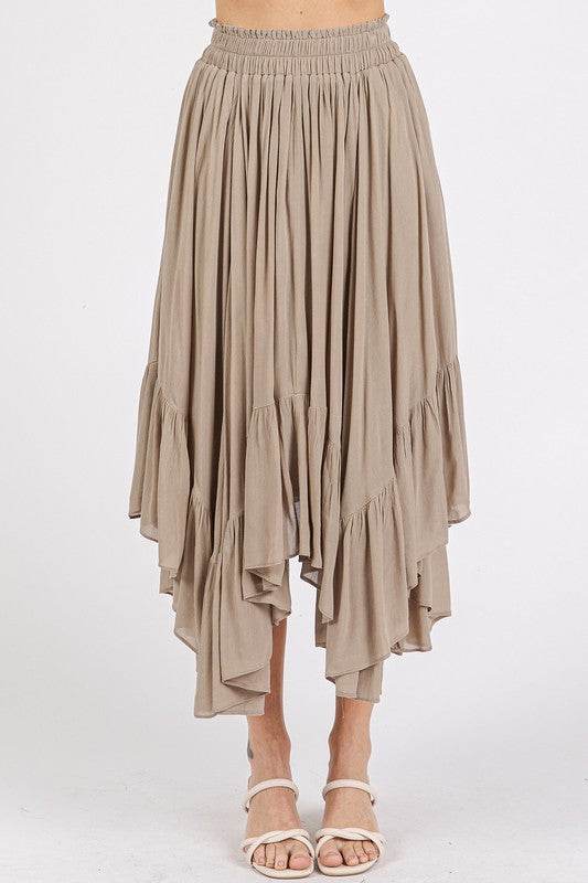Mittoshop Handkerchief Hem Elastic Waist Pocket Midi Skirt - Shop Style & More | Fresh Looks, Everyday Deals & Free Shipping