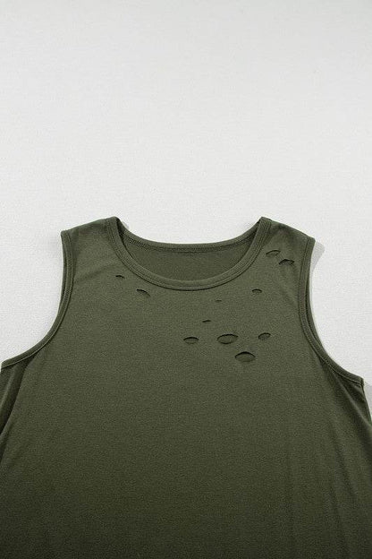 Women Distressed Holes Crew Neck Tank Top - Shop Style & More | Fresh Looks, Everyday Deals & Free Shipping