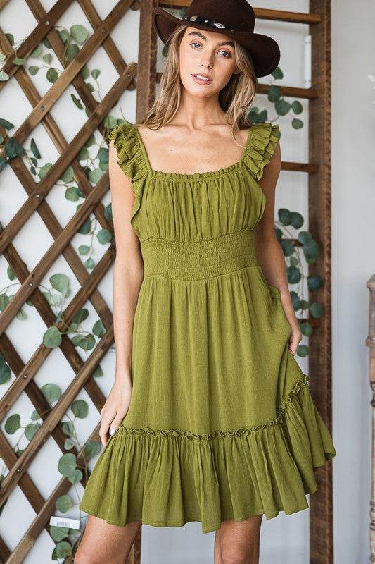 Ruched waist ruffled sleeveless dress - Shop Style & More | Fresh Looks, Everyday Deals & Free Shipping