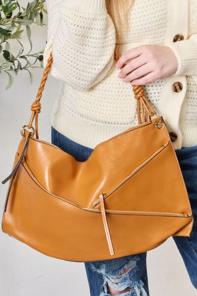 SHOMICO Zipper Detail Shoulder Bag TAN One Size Bags