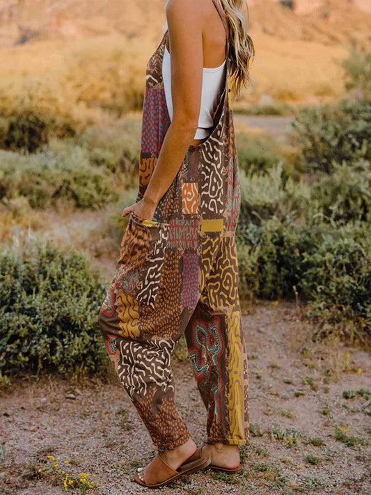 Double Take Full Size Printed V-Neck Sleeveless Jumpsuit - Shop Style & More | Fresh Looks, Everyday Deals & Free Shipping