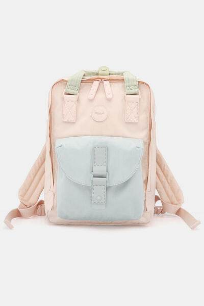 Himawari Contrast Waterproof Canvas Backpack Bag with Round Label - Shop Style & More | Fresh Looks, Everyday Deals & Free Shipping