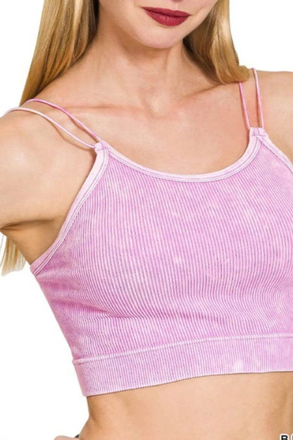 Zenana Washed Ribbed Seamless Double Strap Brami - Shop Style & More | Fresh Looks, Everyday Deals & Free Shipping