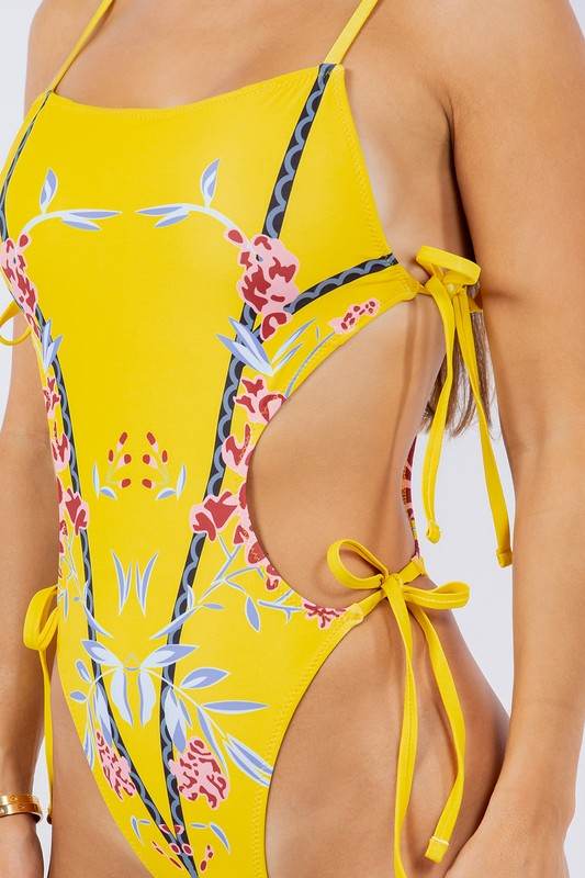 ONE PIECE SIDE CUTOUT FRONT CHERRY BLOSSOM PRINTS - Shop Style & More | Fresh Looks, Everyday Deals & Free Shipping