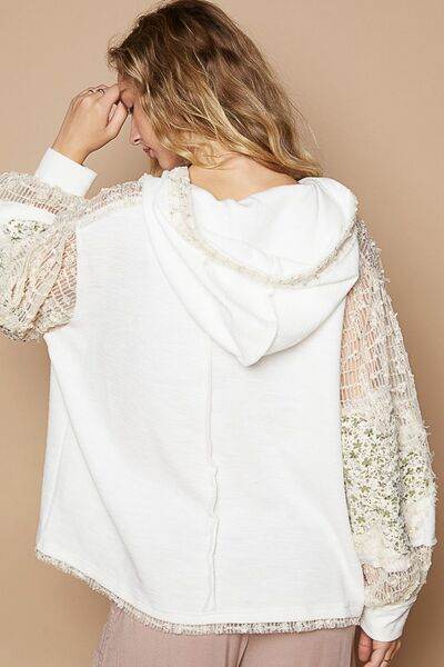 POL Star Patch Lace Contrast Long Sleeve Hooded Top - Shop Style & More | Fresh Looks, Everyday Deals & Free Shipping