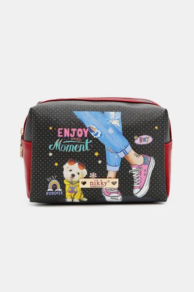 Nicole Lee USA Printed Extra Large Cosmetic Pouch Enjoy Every Moment One Size Bags