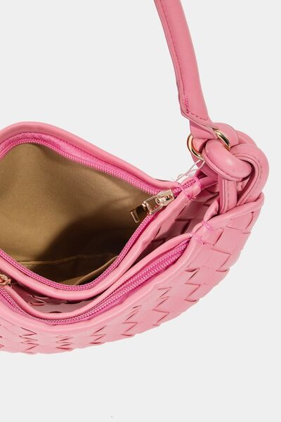 Fame PU Leather Basket Weave Half Moon Bag Bags