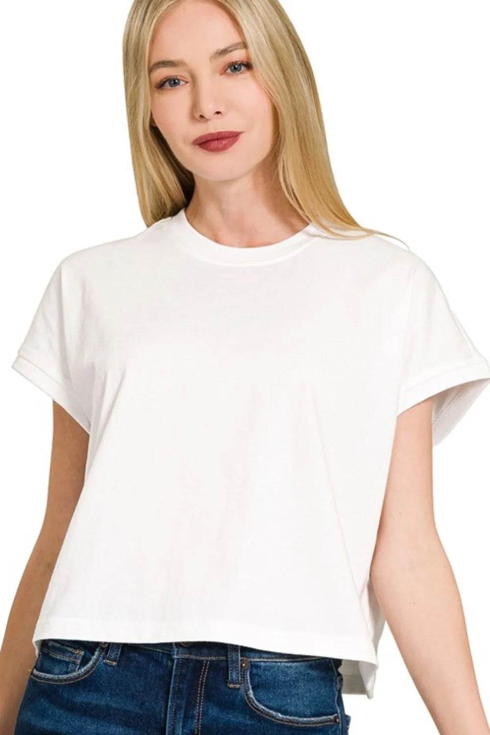 Zenana Premium Cotton Relaxed Crop Tee - Shop Style & More | Fresh Looks, Everyday Deals & Free Shipping