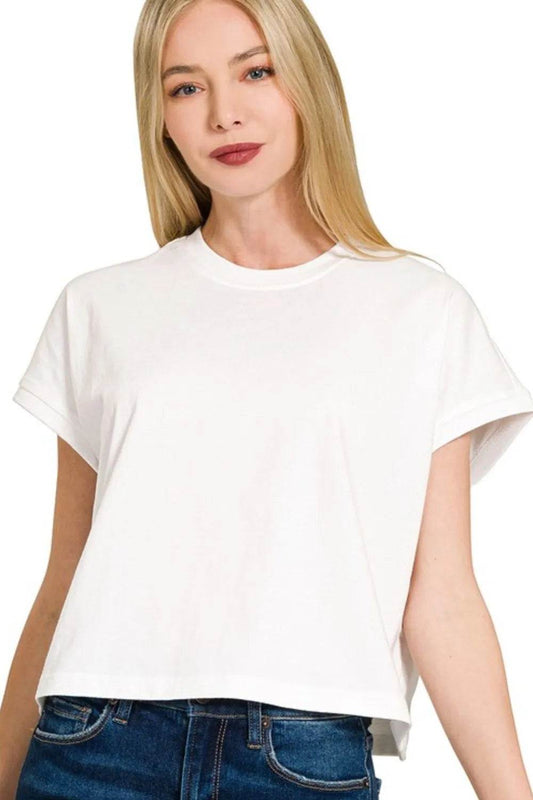 Zenana Premium Cotton Relaxed Crop Tee - Shop Style & More | Fresh Looks, Everyday Deals & Free Shipping