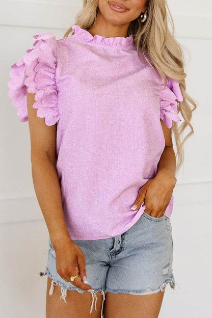 Kori Scalloped Ruffle Sleeve Top - Shop Style & More | Fresh Looks, Everyday Deals & Free Shipping