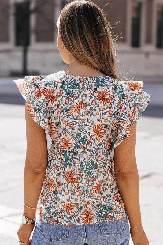 Erin Floral Shirred Ruffle Sleeve Blouse - Shop Style & More | Fresh Looks, Everyday Deals & Free Shipping