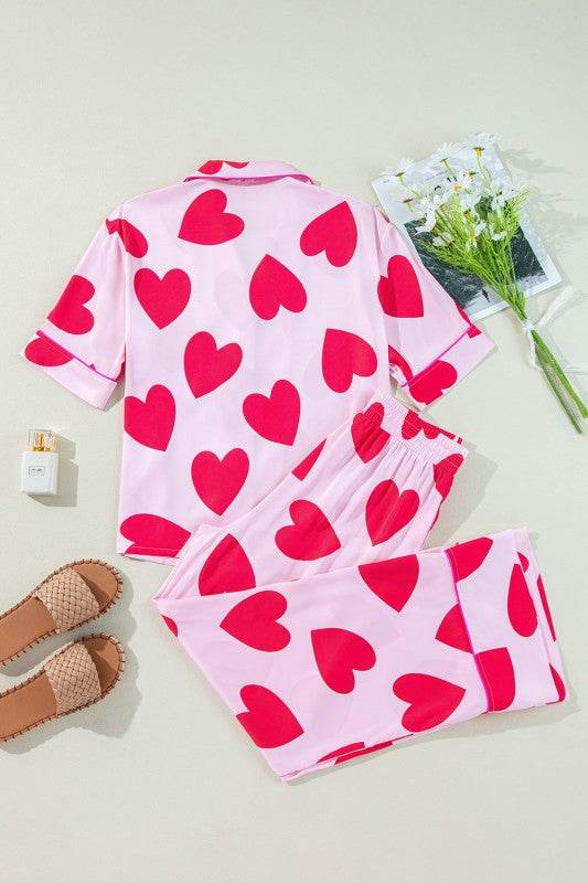 Heart Valentines Short Sleeve Pants Pajamas Set - Shop Style & More | Fresh Looks, Everyday Deals & Free Shipping